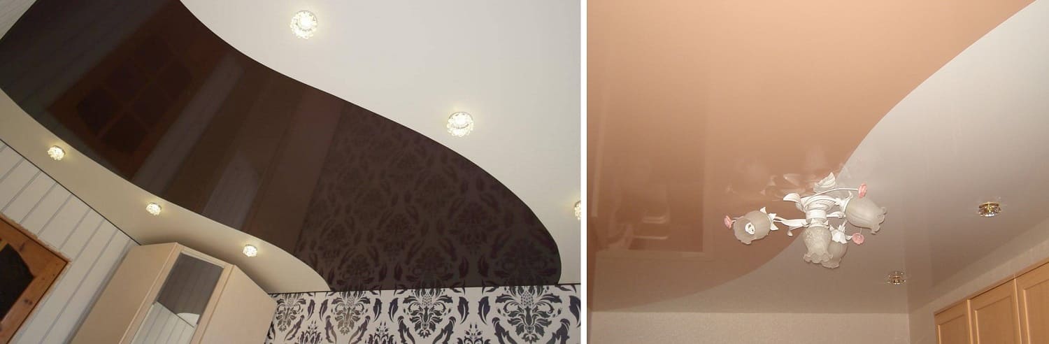 Заказать двухцветные натяжные потолки с установкой в компании Alezi: бесплатный замер, качественный монтаж конструкций с двумя цветами натяжных полотен