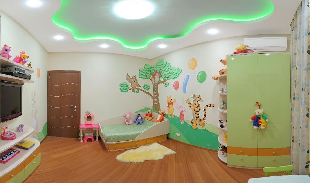 Натяжной потолок в детскую: цветовая гамма и варианты конструкций