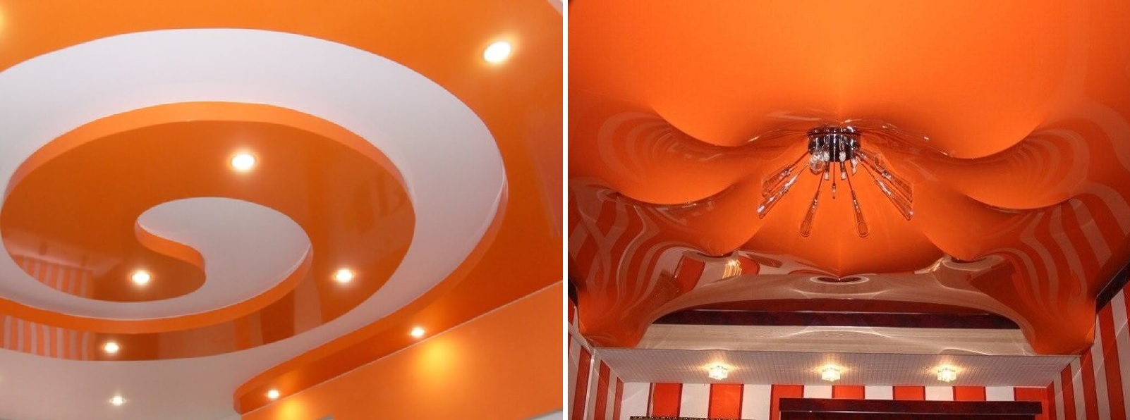 Оранжевые натяжные потолки по выгодным ценам с установкой от компании Alezi