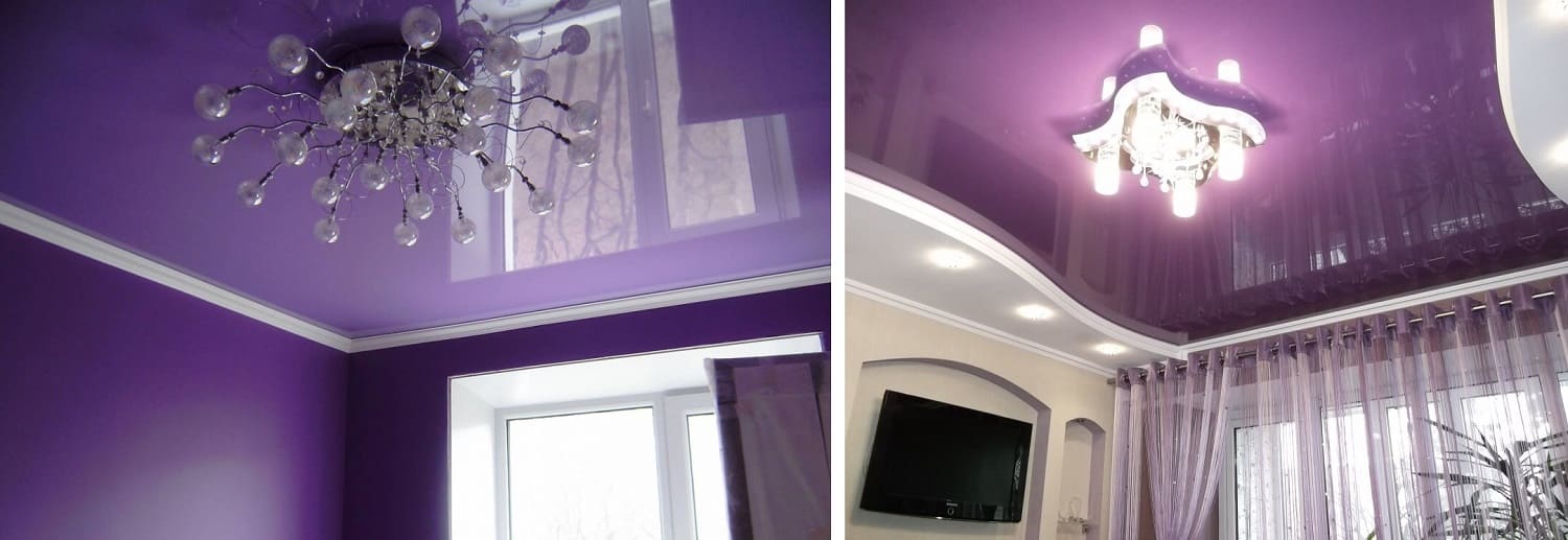 Заказать фиолетовые натяжные потолки с установкой в компании Alezi: бесплатный замер, качественный монтаж с гарантией